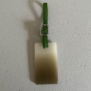 Tumi Leather Luggage tag Green brown Beige